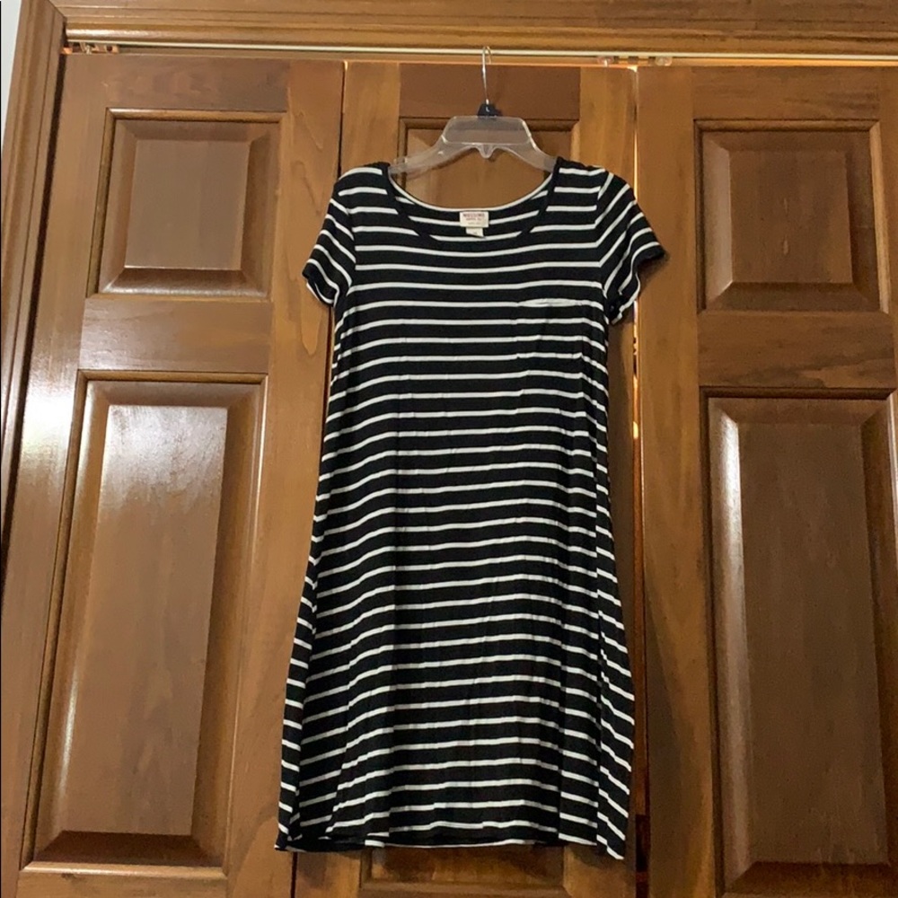 Black and white striped t-shirt dress